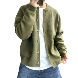 Matteo – Gebreid Cashmere Herencardigan met Knopen