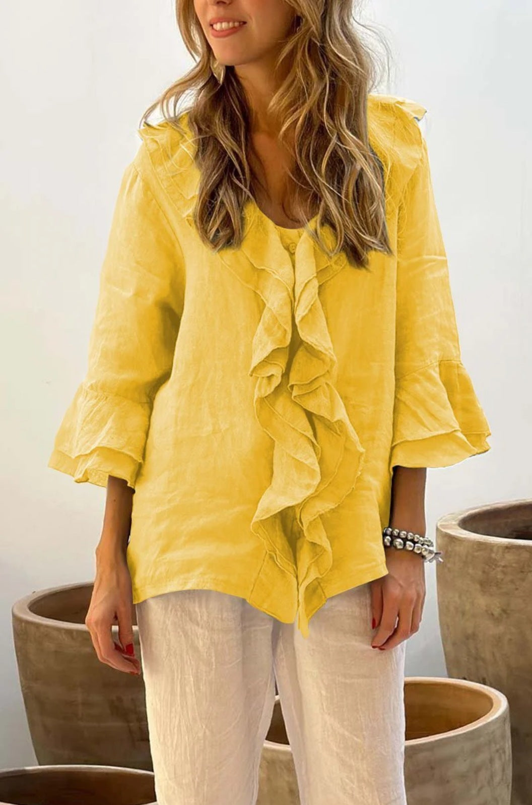 Isabella – Elegante Dames Ruffle Blouse