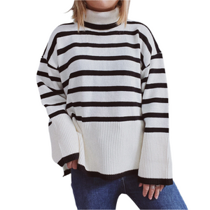 Elena – Gestreepte Gebreide Trui voor Herfst & Winter