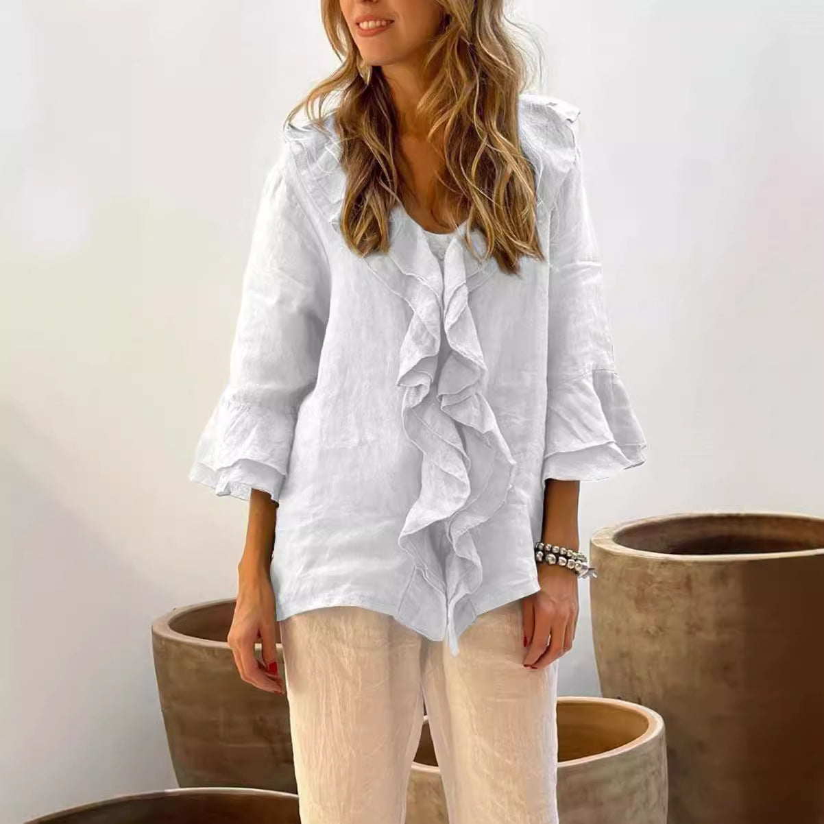 Isabella – Elegante Dames Ruffle Blouse
