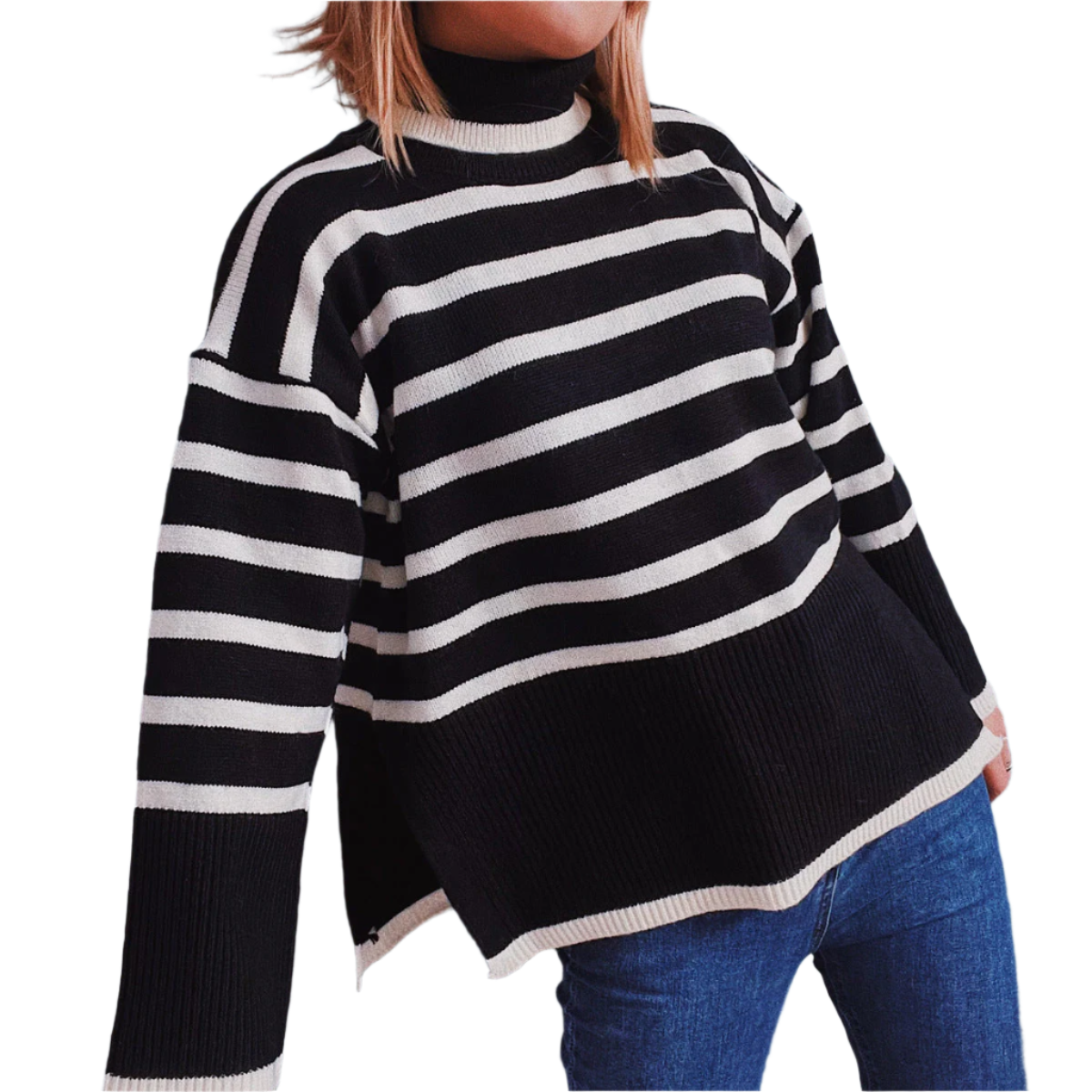 Elena – Gestreepte Gebreide Trui voor Herfst & Winter