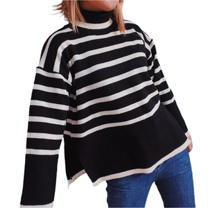 Elena – Gestreepte Gebreide Trui voor Herfst & Winter