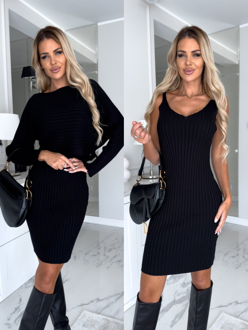 Alessia – Gebreide Dames Twinset Jurk met Vest