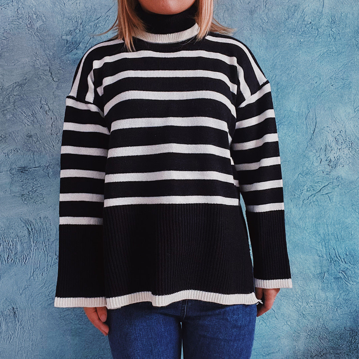 Elena – Gestreepte Gebreide Trui voor Herfst & Winter