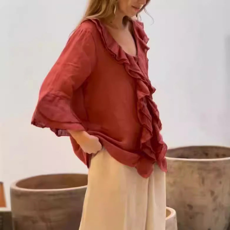 Isabella – Elegante Dames Ruffle Blouse