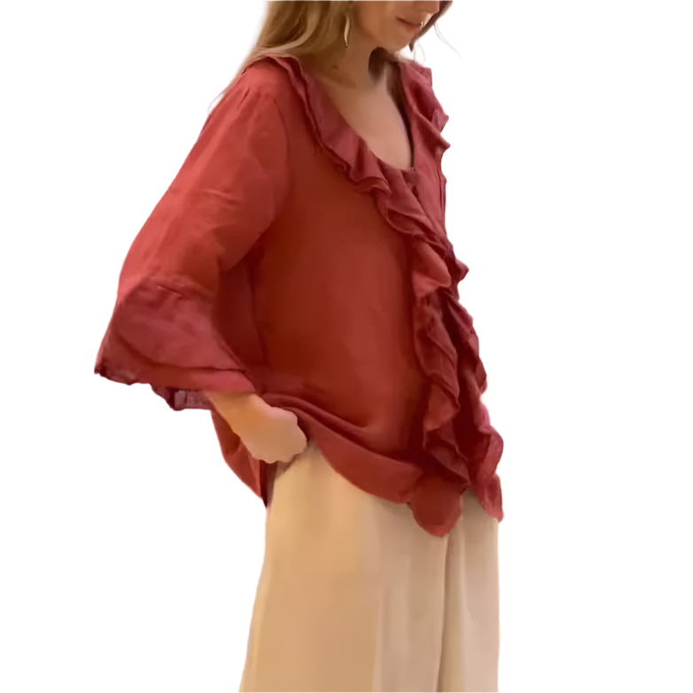 Darlene – Damesblouse met Ruchemouwen