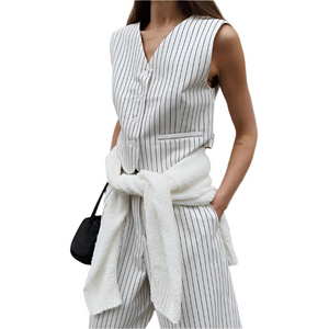Jane – Elegante Witte Dames Co-ord Set met Print