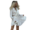 Ruffina – Elegante Witte Damesjurk met Ruches en Pofmouwen