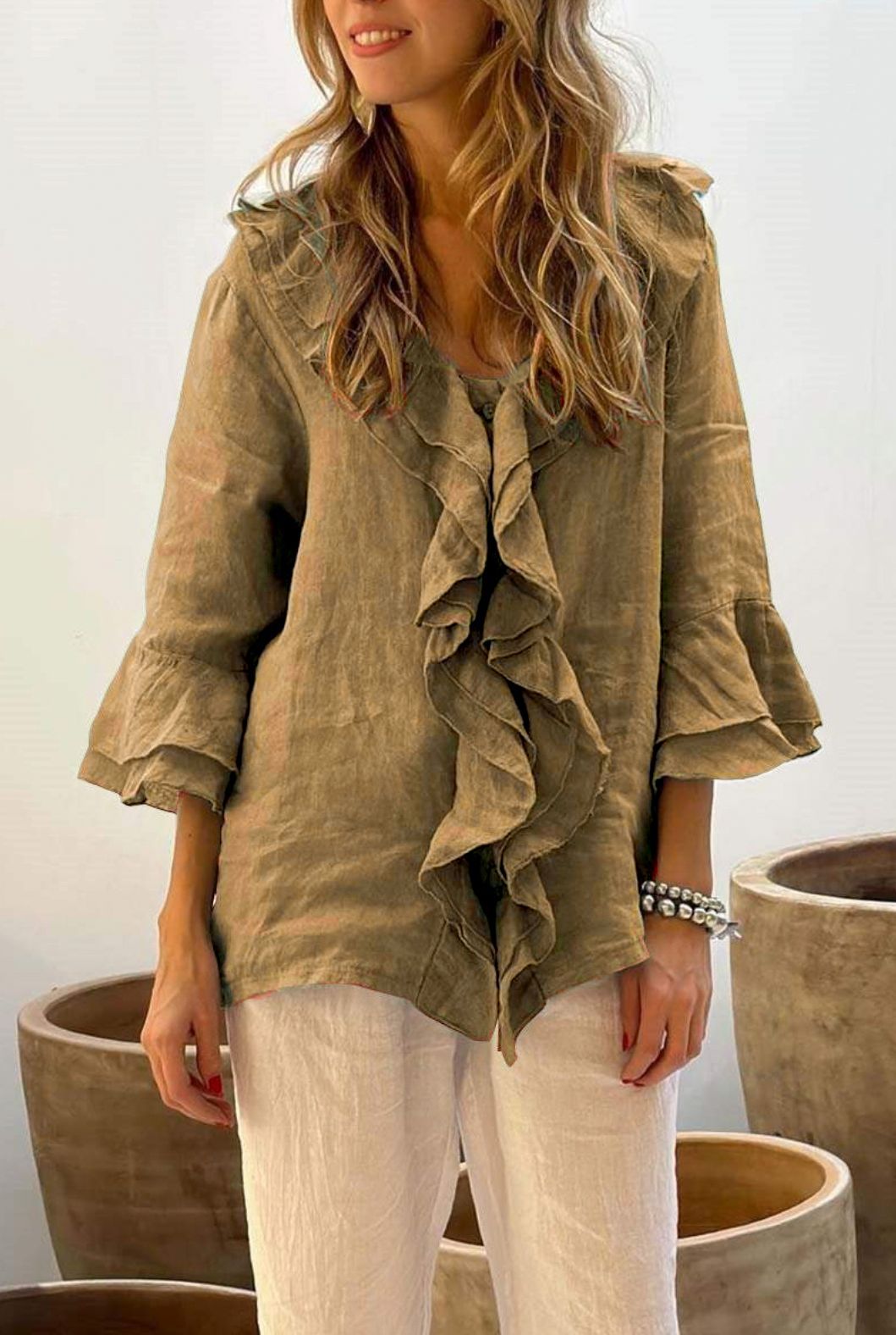 Isabella – Elegante Dames Ruffle Blouse