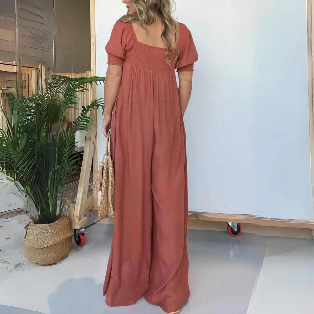 ElenaRusso Jumpsuit met vierkante hals en knopen voor dames