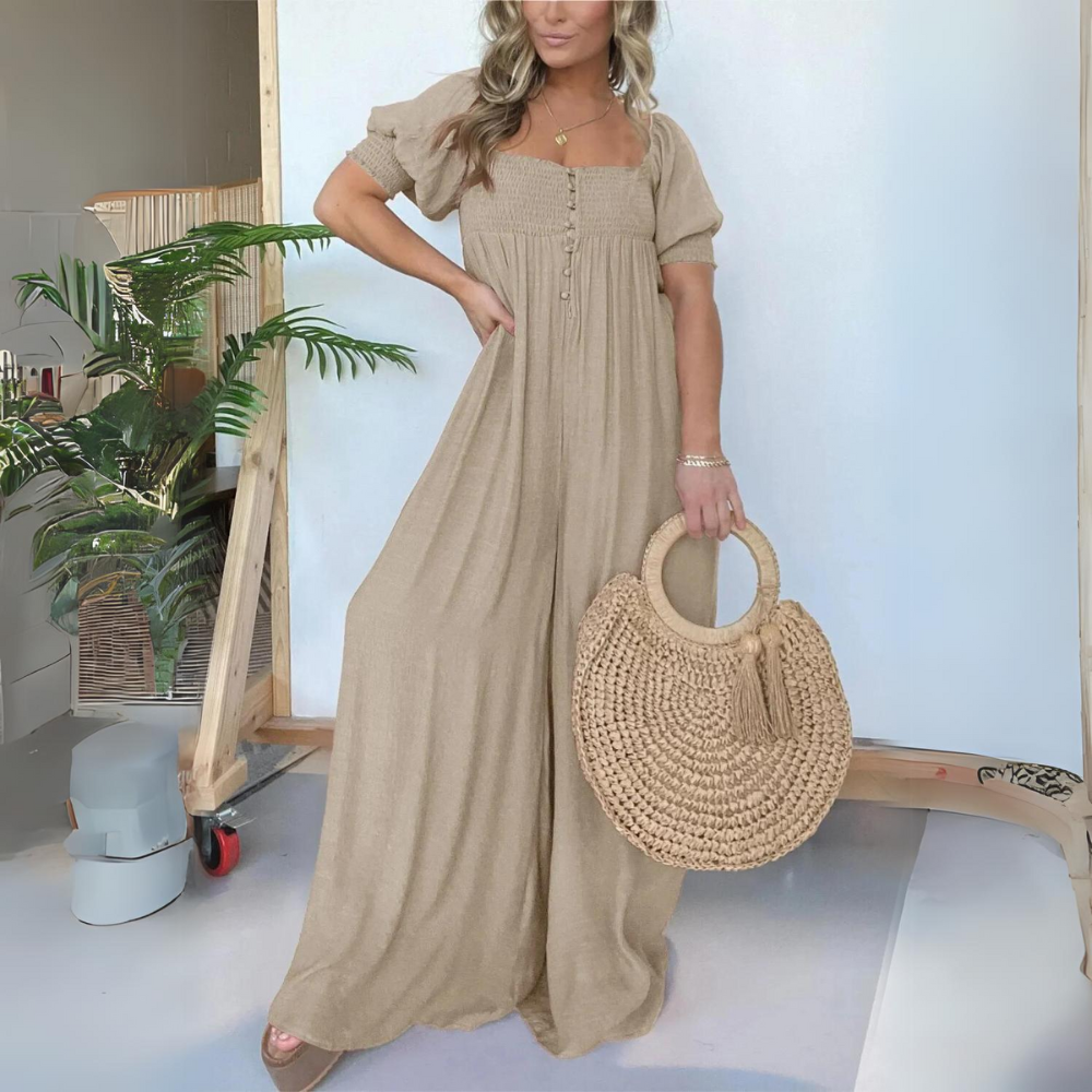 ElenaRusso Jumpsuit met vierkante hals en knopen voor dames