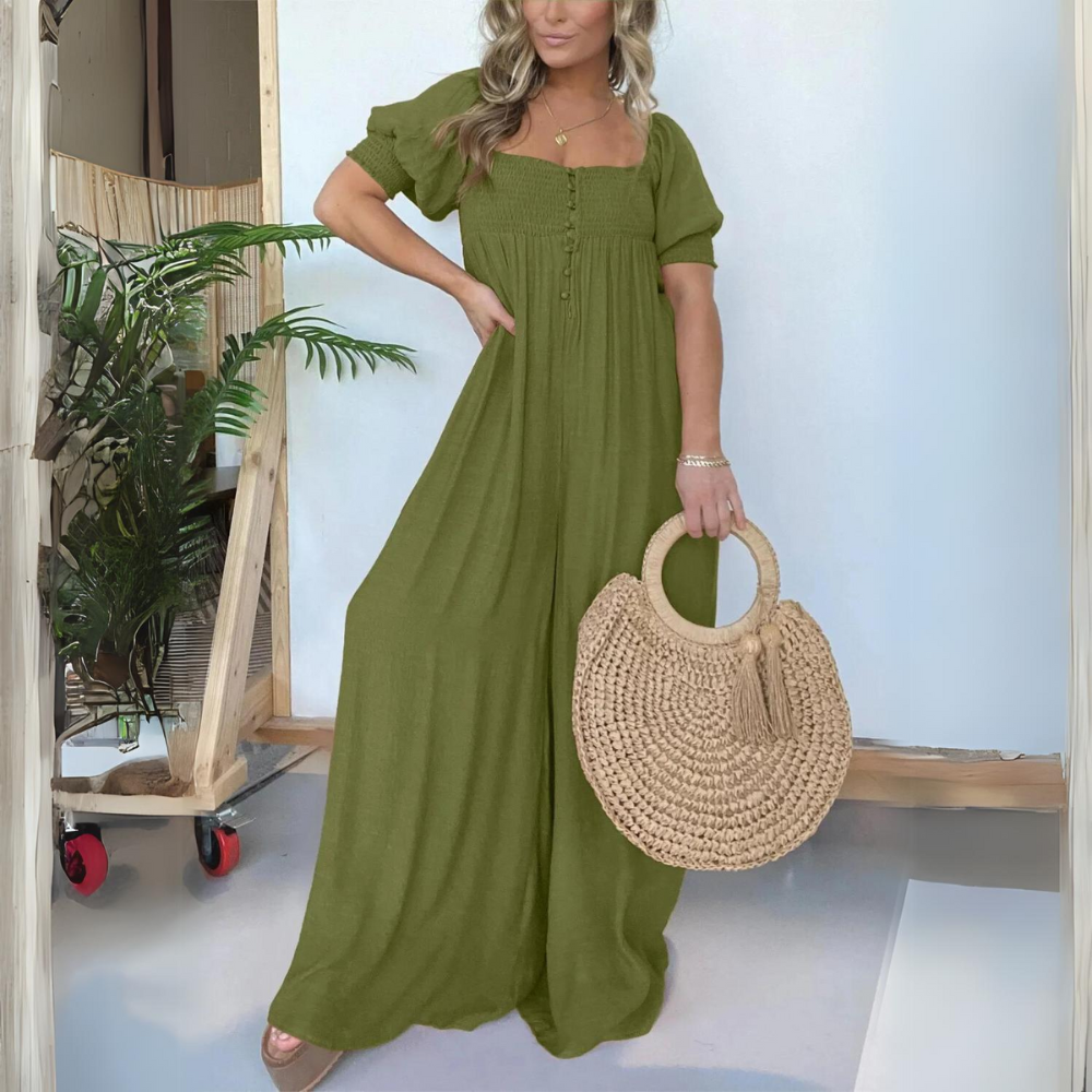 ElenaRusso Jumpsuit met vierkante hals en knopen voor dames