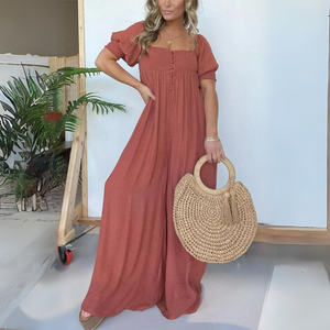 ElenaRusso Jumpsuit met vierkante hals en knopen voor dames