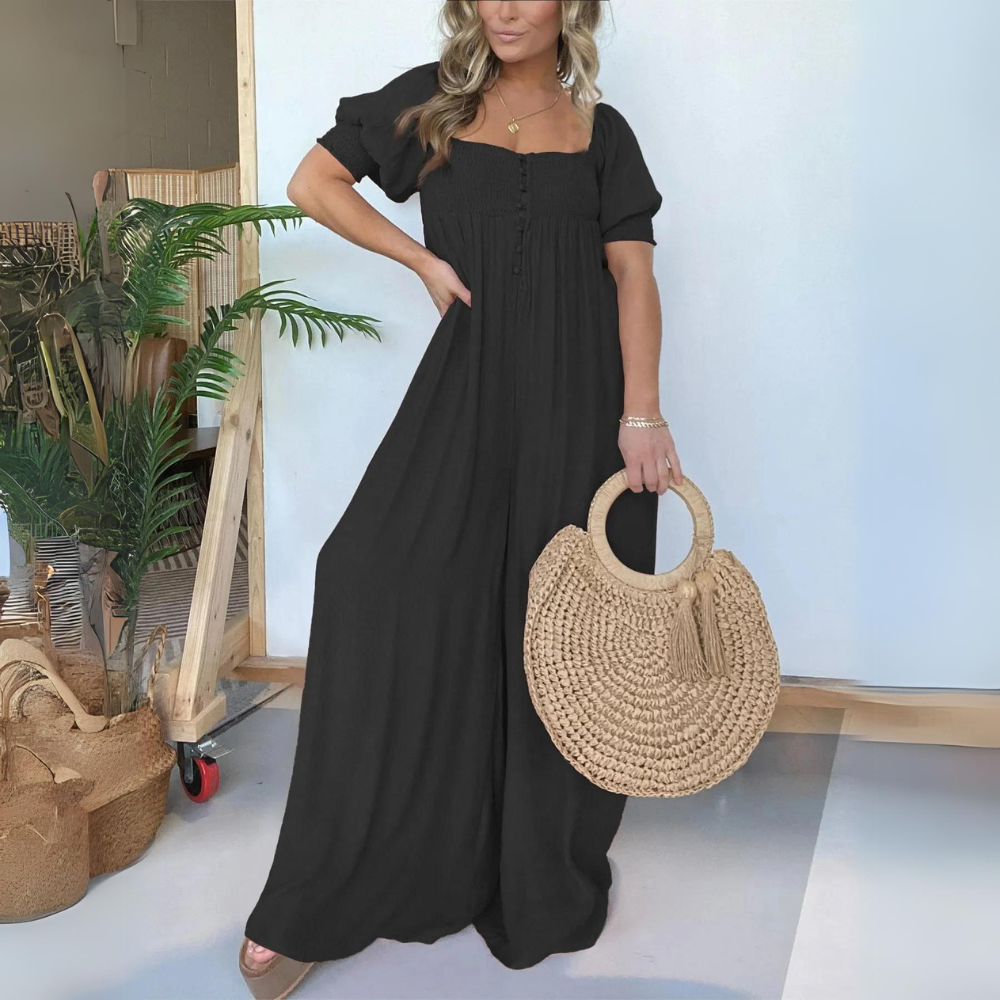 ElenaRusso Jumpsuit met vierkante hals en knopen voor dames