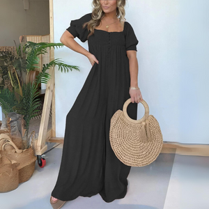 ElenaRusso Jumpsuit met vierkante hals en knopen voor dames