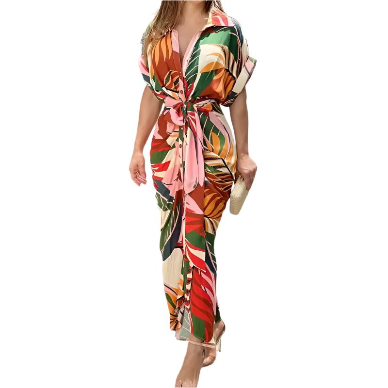 Giulietta – Zomers Dames Maxi Jurk met Knoopsluiting en Valt Elegant