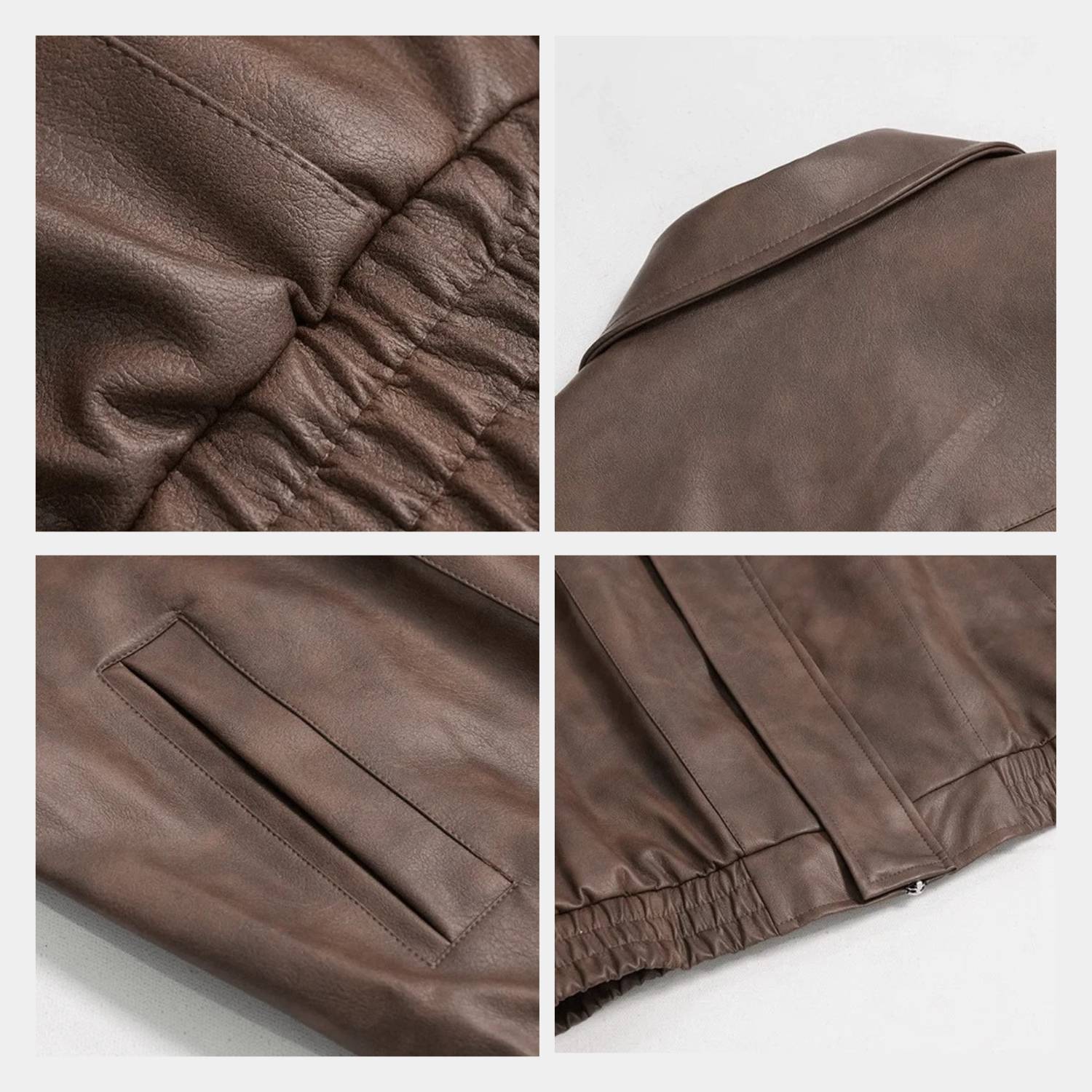 Lorenzo – Retro Heren Kunstleren Zip-Up Jas