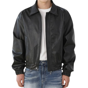 Lorenzo – Retro Heren Kunstleren Zip-Up Jas