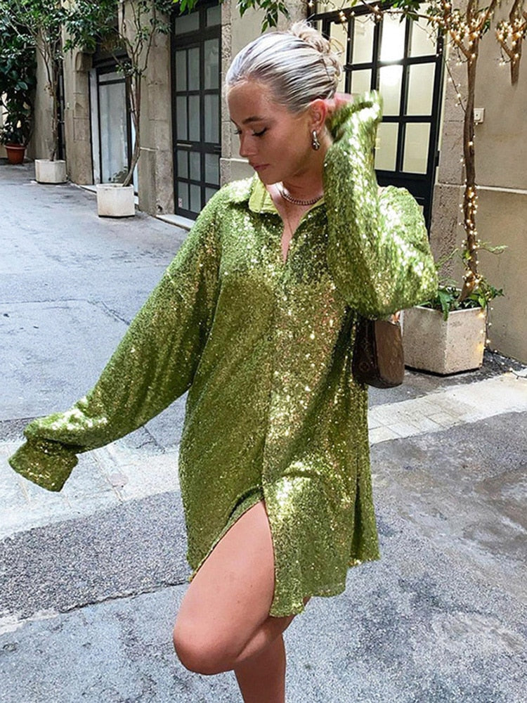 Isabella – Oversized Glitter Damesblouse