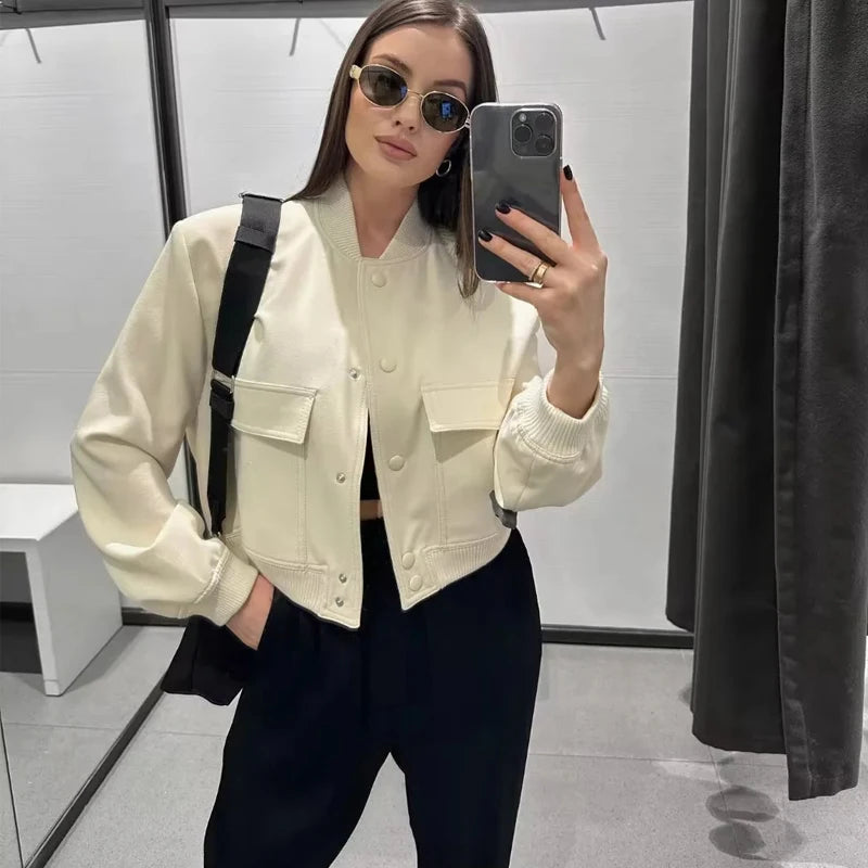 Amara – Cropped Dames Bomber Aviator Jas