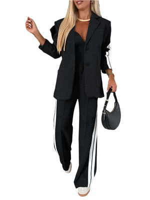 Giulia – Elegante Dames Tweedelige Blouse & Wide-Leg Broek Set
