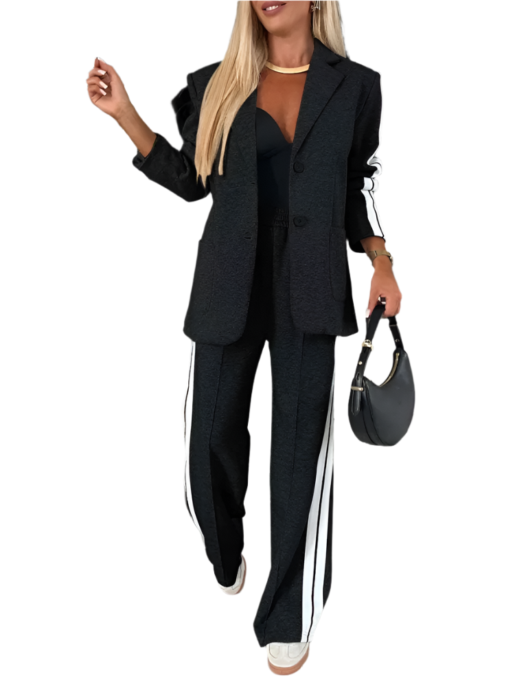 Giulia – Elegante Dames Tweedelige Blouse & Wide-Leg Broek Set