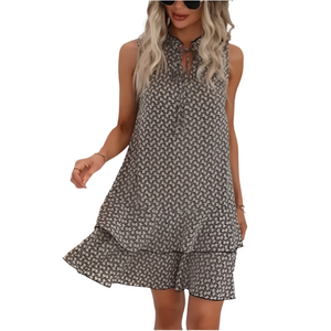Zahara – Boho V-Hals Jurk met Print en Taillelint voor Dames