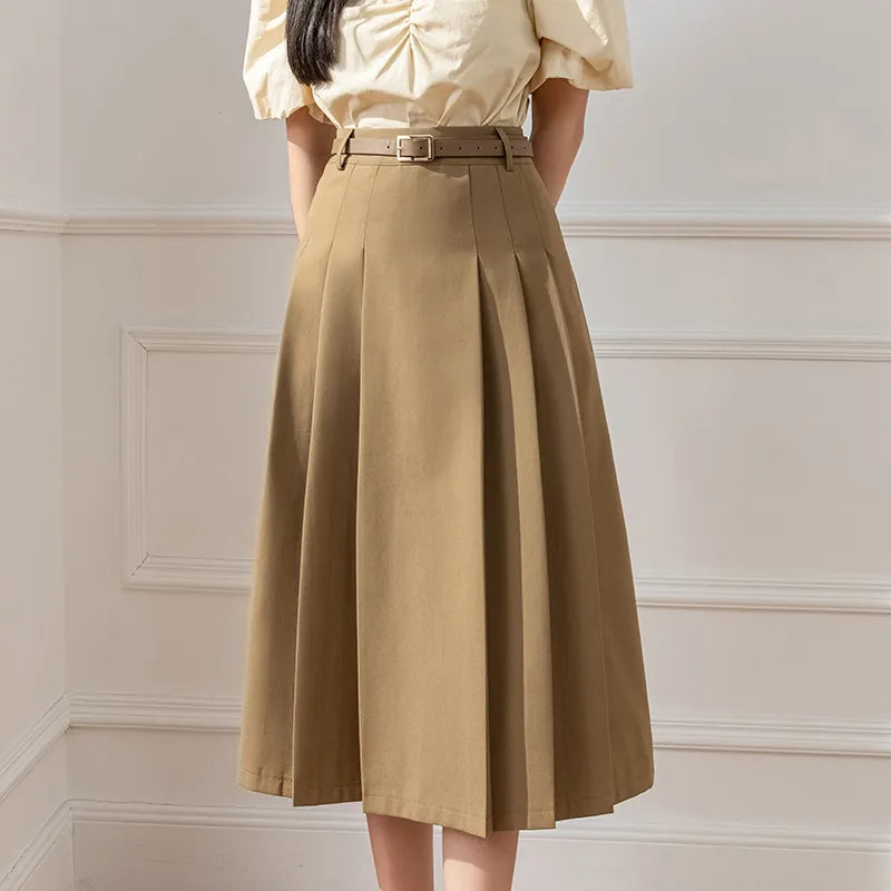 Camila – Elegante Dames Plooirok met Tailleceintuur
