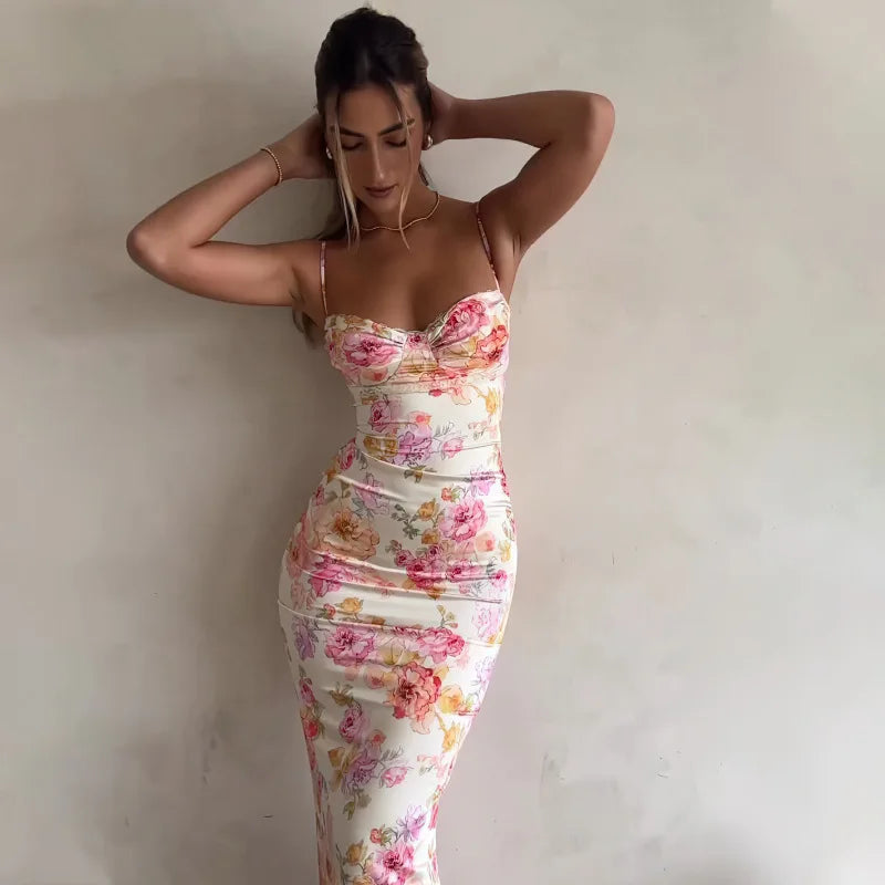 LunaBellini Floral Spaghettibandjurk Voor Vrouwen