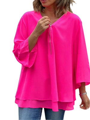 Jilainne – Losvallende Dames Blouse met Rits in Plus Size