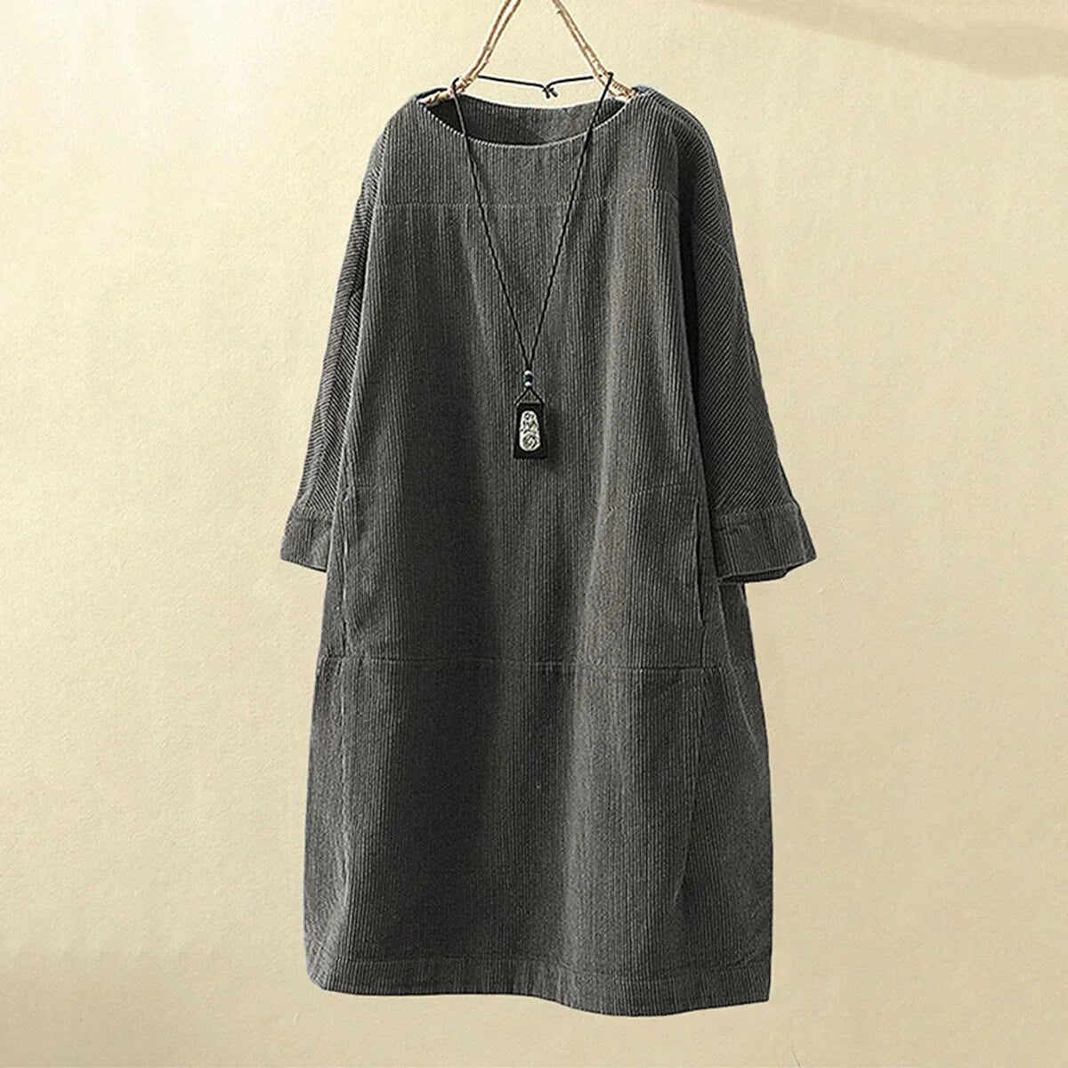 Mirella – Zachte Corduroy Retro Jurk voor Vrouwen