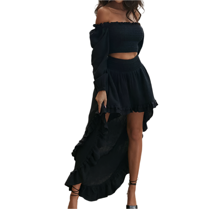 Elena – Boho-Chique Dames Off-Shoulder Rok Set