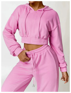 LinaLussa™ Haute Sleeco Cropped Hoodie Set