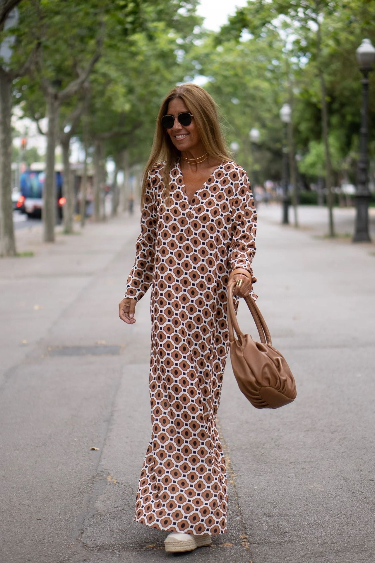 Sophia – Elegante Damesjurk met Multicolor Print