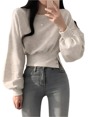 Catalina – Dames Hoodie met Knopdetails en Lange Mouwen