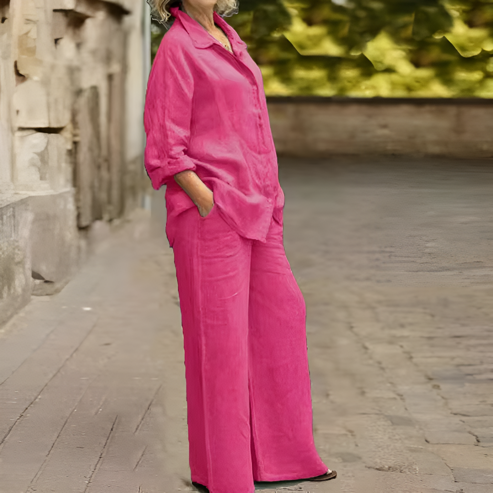 Calista – Dames Linnen Shirt & Broek Set