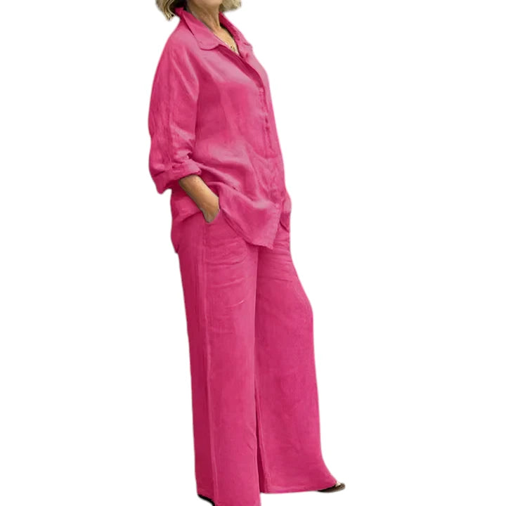 Calista – Dames Linnen Shirt & Broek Set