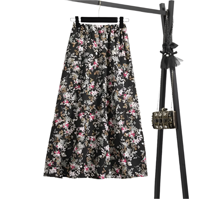 Luciana – Vloeiende Dames Maxi Rok van Chiffon met Bloemenprint