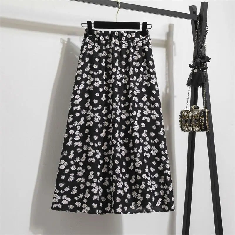 Luciana – Vloeiende Dames Maxi Rok van Chiffon met Bloemenprint