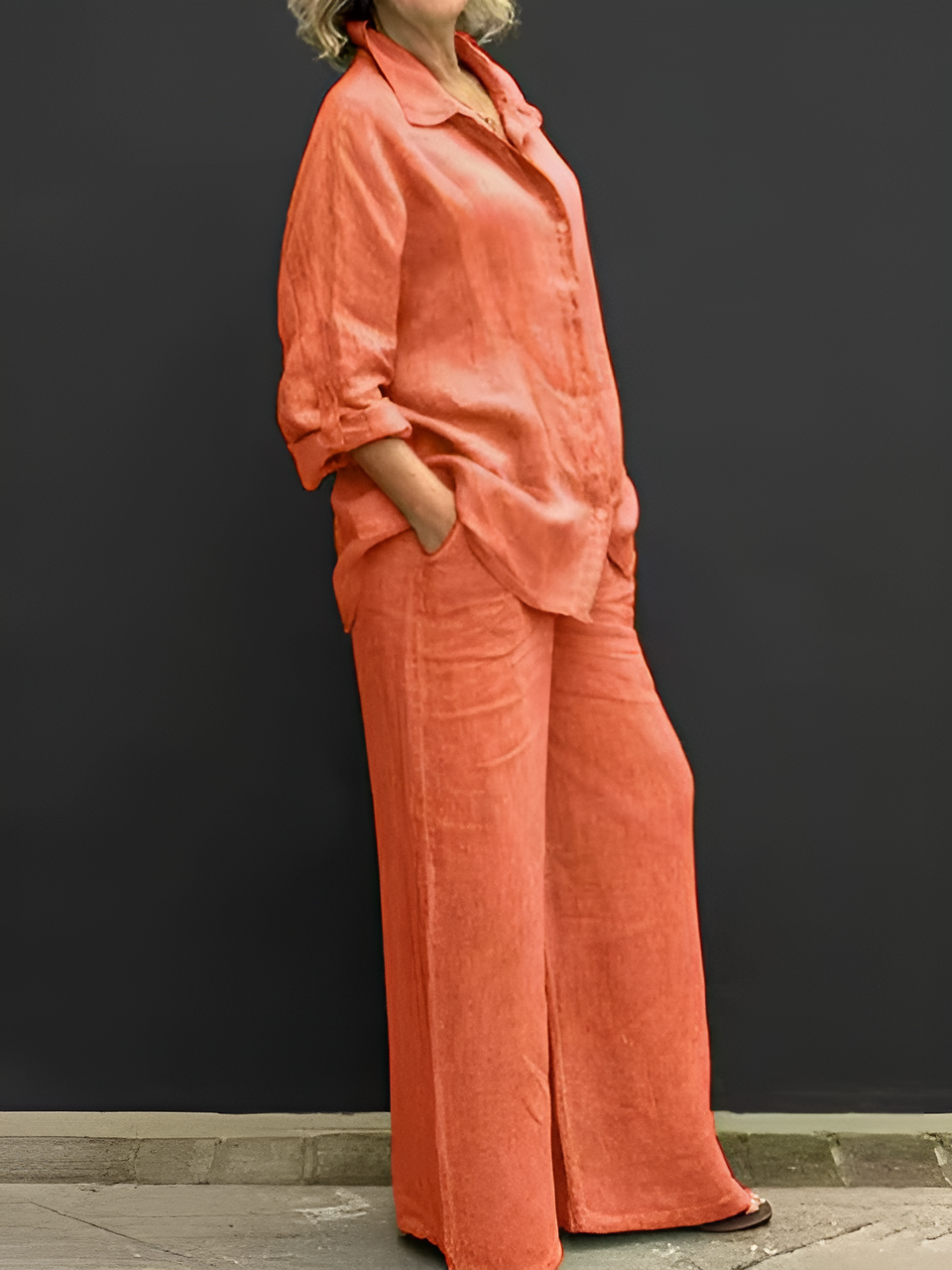 Calista – Dames Linnen Shirt & Broek Set
