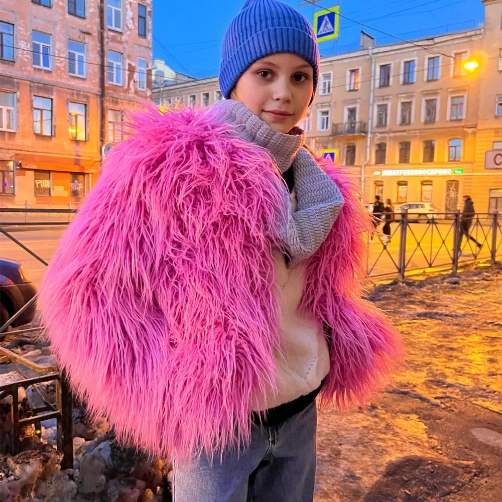 Elisa – Levendige Unisex Festival Faux Fur Jas