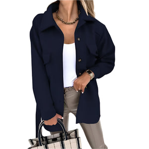 Jenel – Elegante Damesjas met Ceintuur en Polokraag van Wolmix