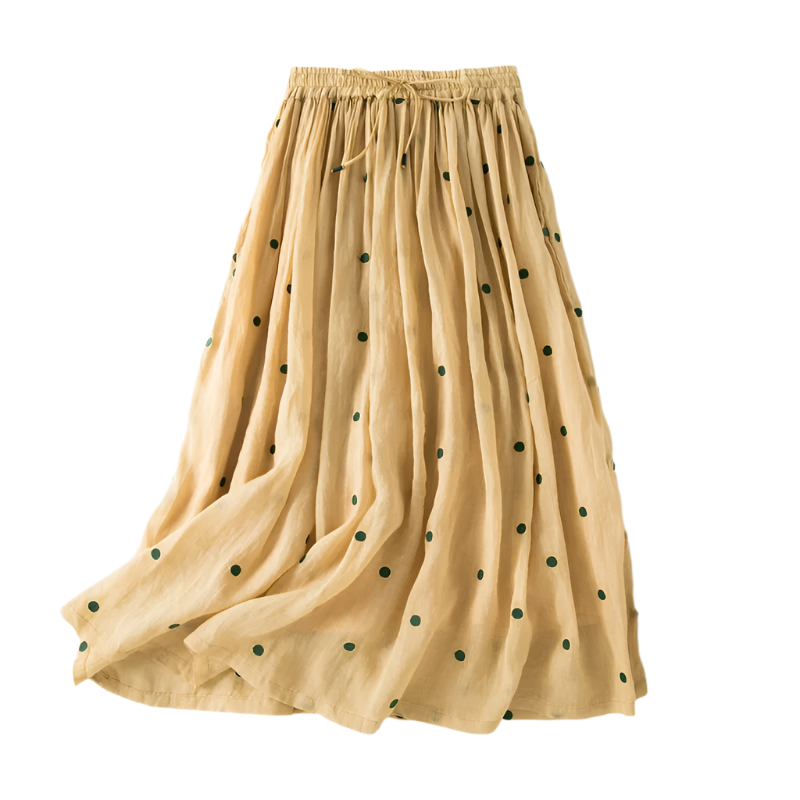 Sofia – Polkadot Linnen Dames Midi-Rok