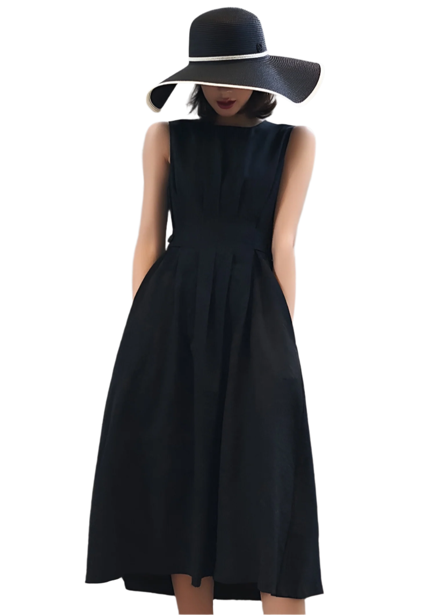 Elena – Elegante Zwart-Witte Mouwloze Jurk voor Dames