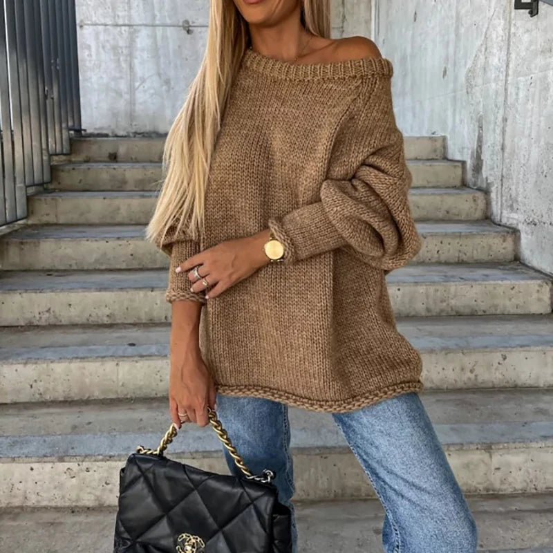 Diana – Losvallende Off-Shoulder Gebreide Damestrui