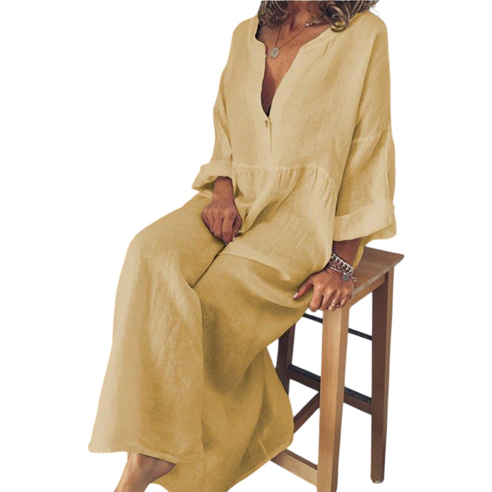Ylona – Dames Maxi Jurk met Luchtige Sheer Blouse