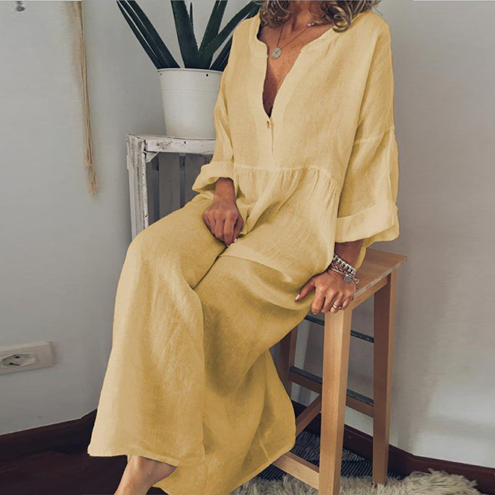 Ylona – Dames Maxi Jurk met Luchtige Sheer Blouse