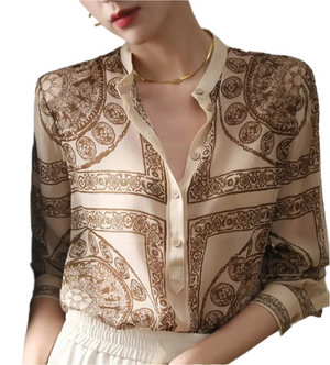 Isabella – Elegante Dames Blouse met Lange Mouwen en Print