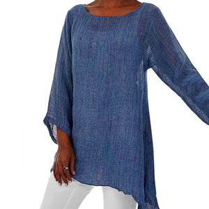 Chiara – Luchtige Dames Linnen Blouse met Halve Mouw