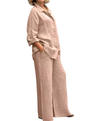 Calista – Dames Linnen Shirt & Broek Set
